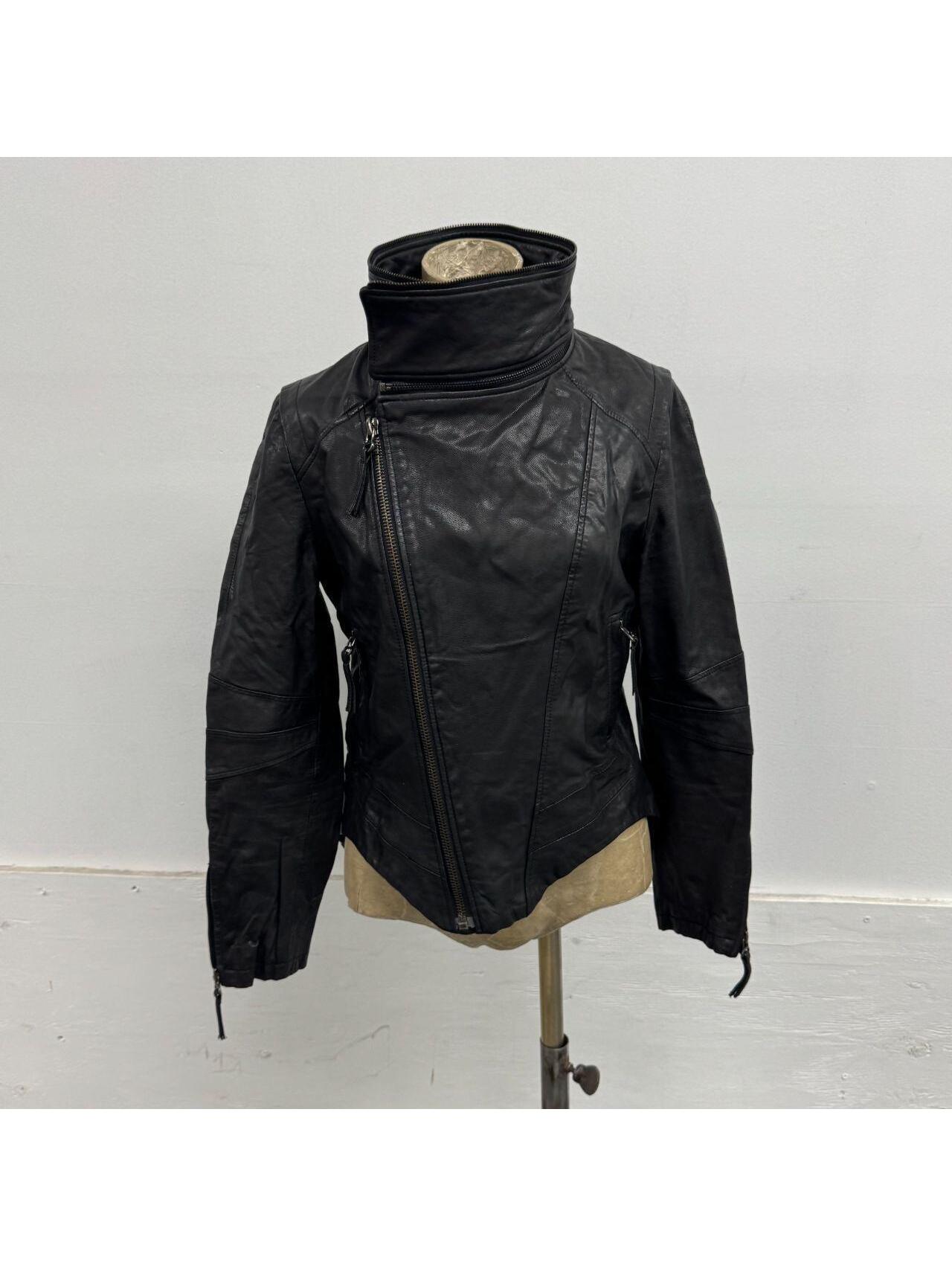 Vintage Black Multi-Way Asymmetric Avant Garde Leather Jacket